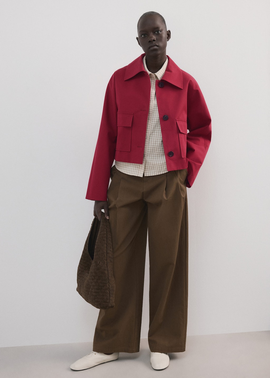 Mango Veste En Coton Poches Rouge - Femme - Xxl -  In Red