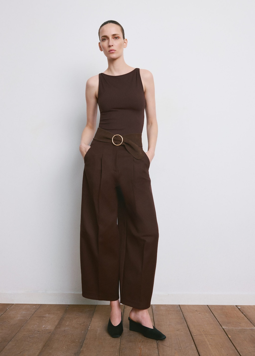 Mango Top Crop Cintré Marron - Femme - Xl -  In Brown