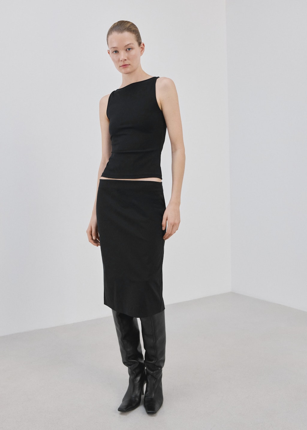 Mango Top Crop Cintré Noir - Femme - L -  In Black