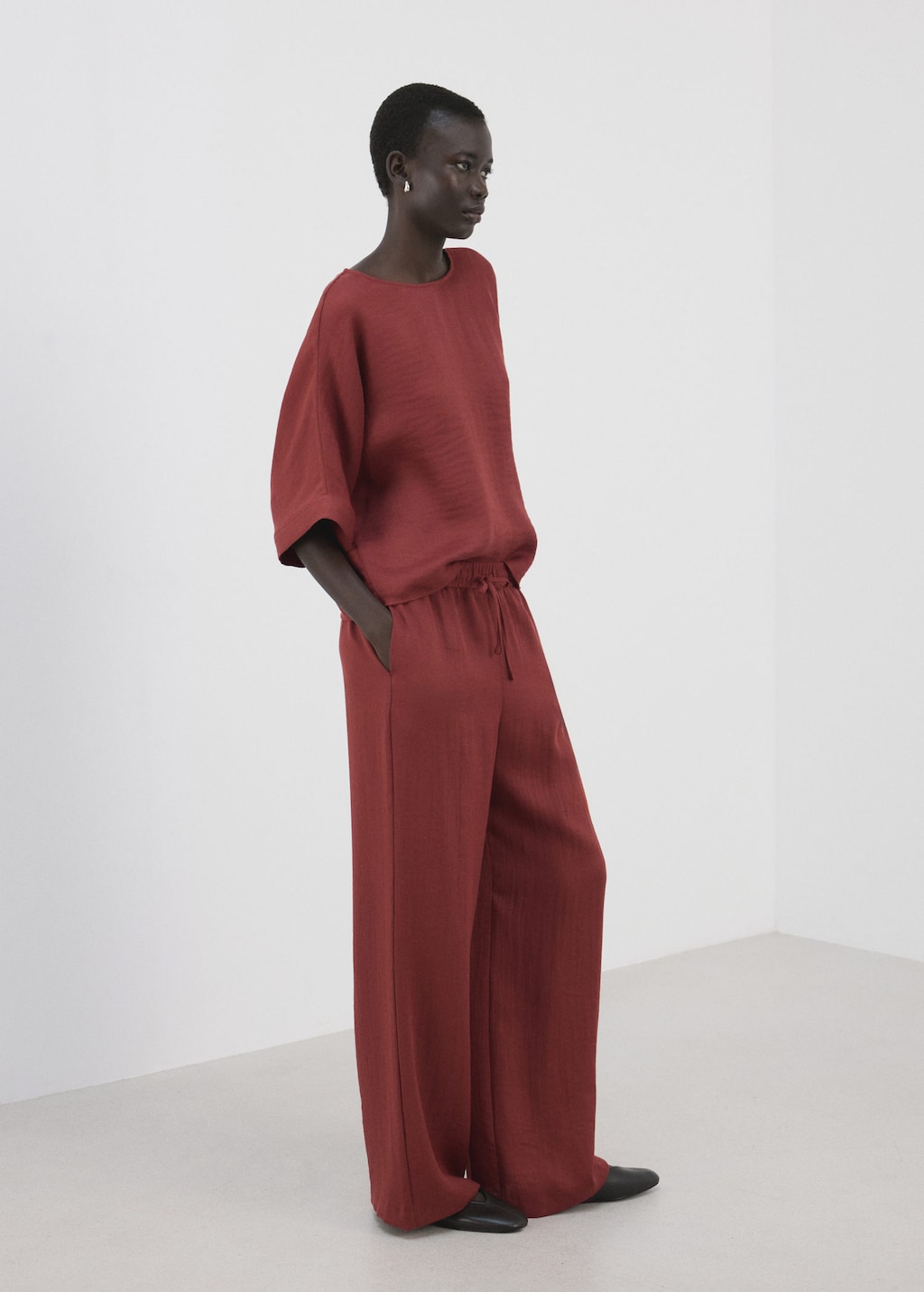 Mango Three-quarter Sleeve Blouse Red