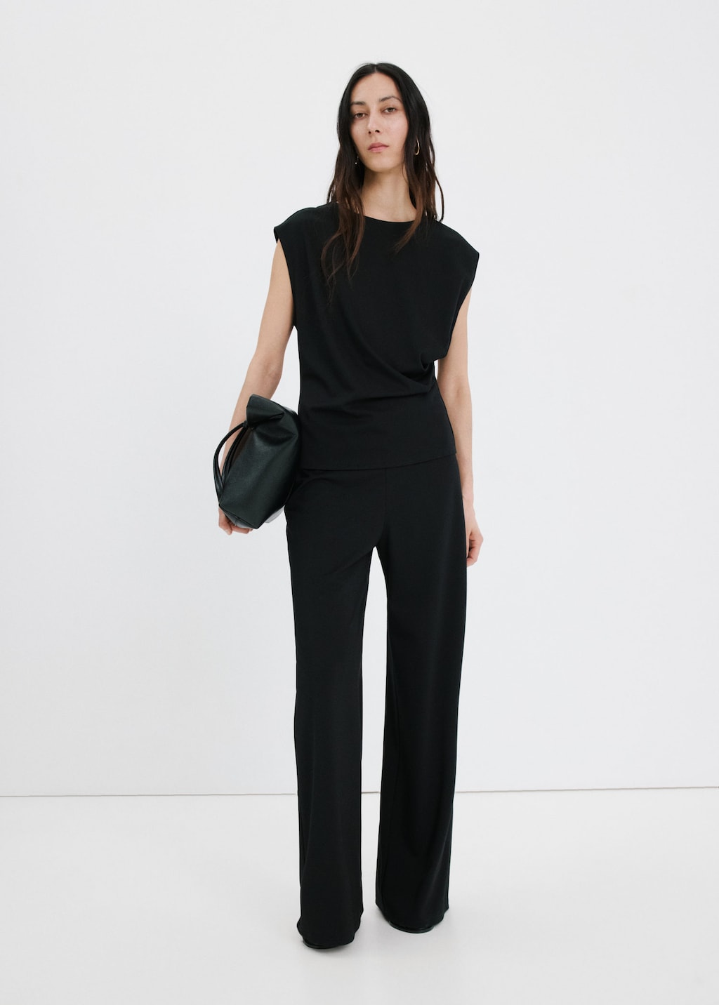Mango T-shirt With Gathered Details Black