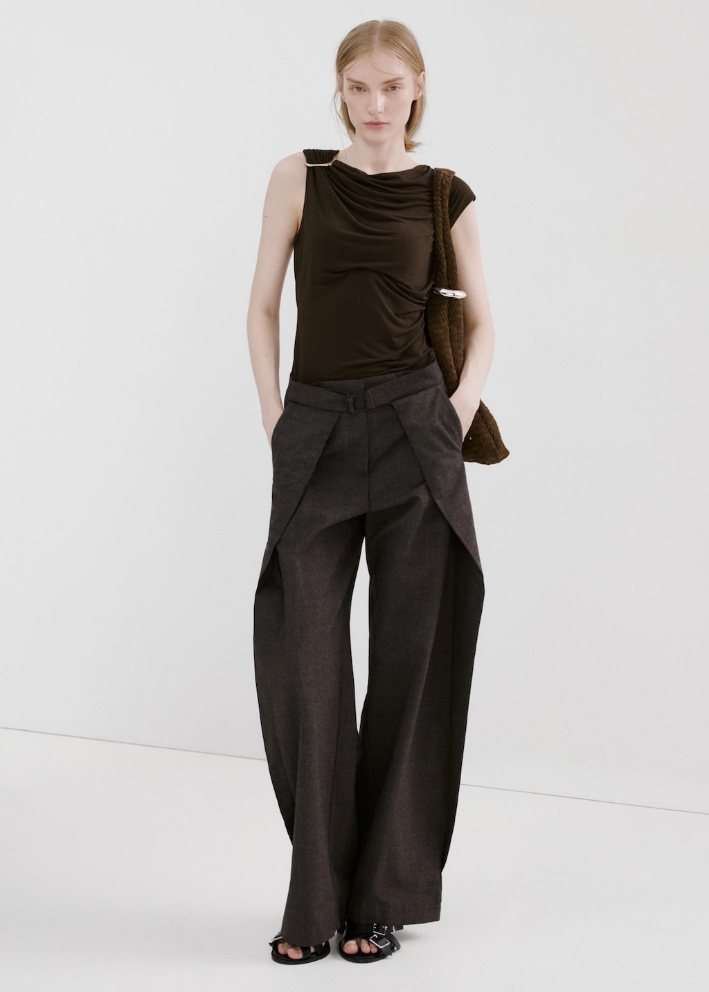 Mango Metal Detail Top Brown
