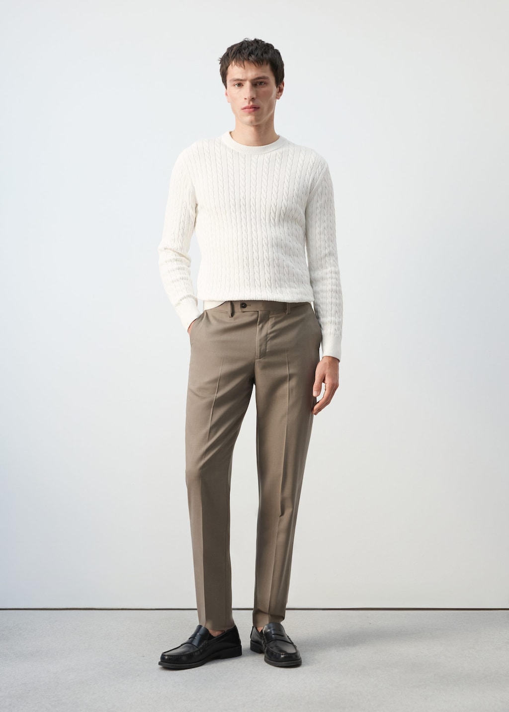 Mango 100% Cotton Cable-knit Sweater In Off White