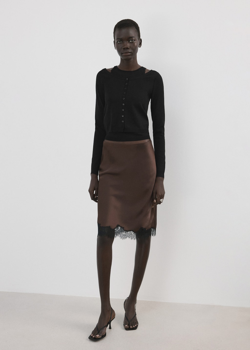 Mango Combined Knitted Sweater Black