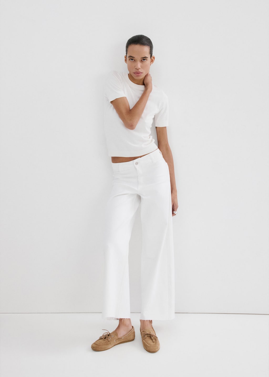 Mango Catherin Culotte High-rise Jeans White