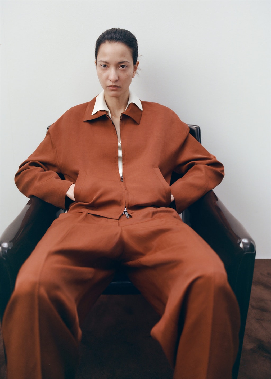 Mango Veste En Lin Mélangé Avec Boutons Rouge-orangé - Femme - M -  In Brown