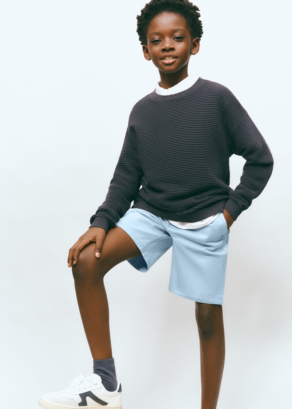 Mango Kids' Cotton Shorts With Drawstring In Sky Blue
