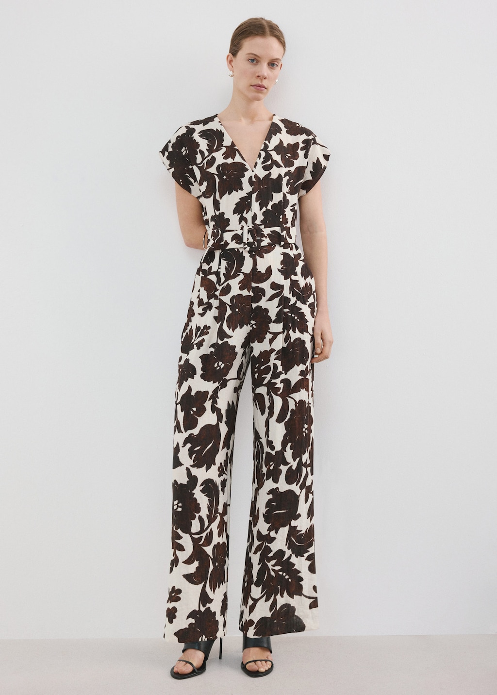 Mango Combinaison À Imprimé Floral Avec Ceinture Écru - Femme - S -  In Neutral
