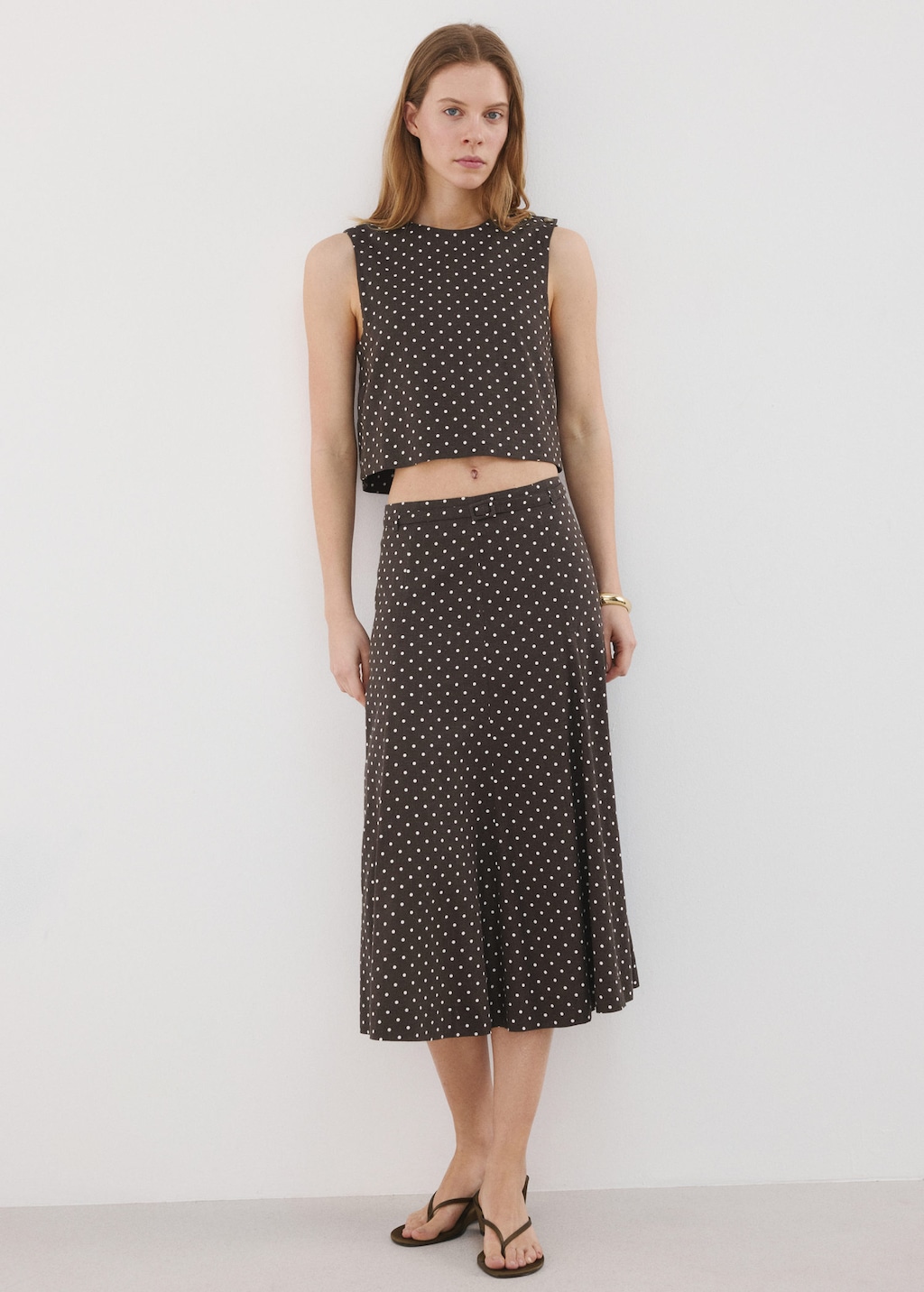 Polka-dot linen skirt black – Woman – 10 – MANGO Polka-dot linen skirt black – Woman – 10 – MANGO