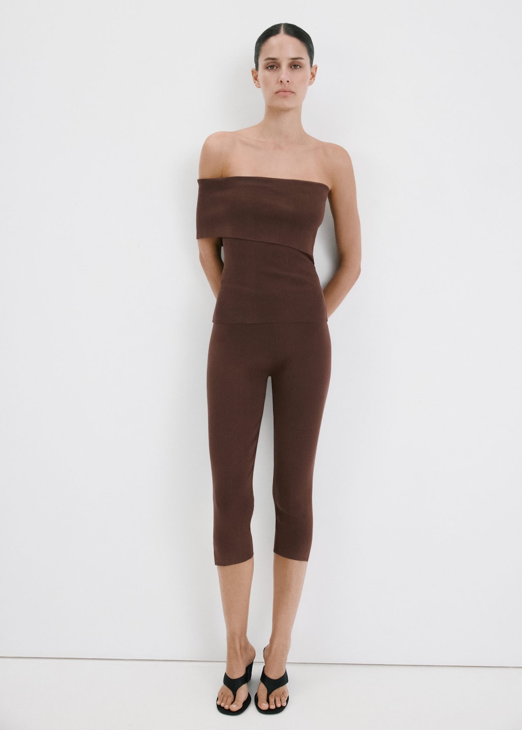 Mango Leggings À Fente En Bas Chocolat - Femme - M -  In Brown
