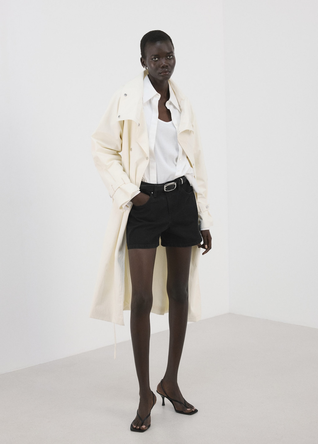 Mango Shorts En Denim Droits Black Denim - Femme - 52 -