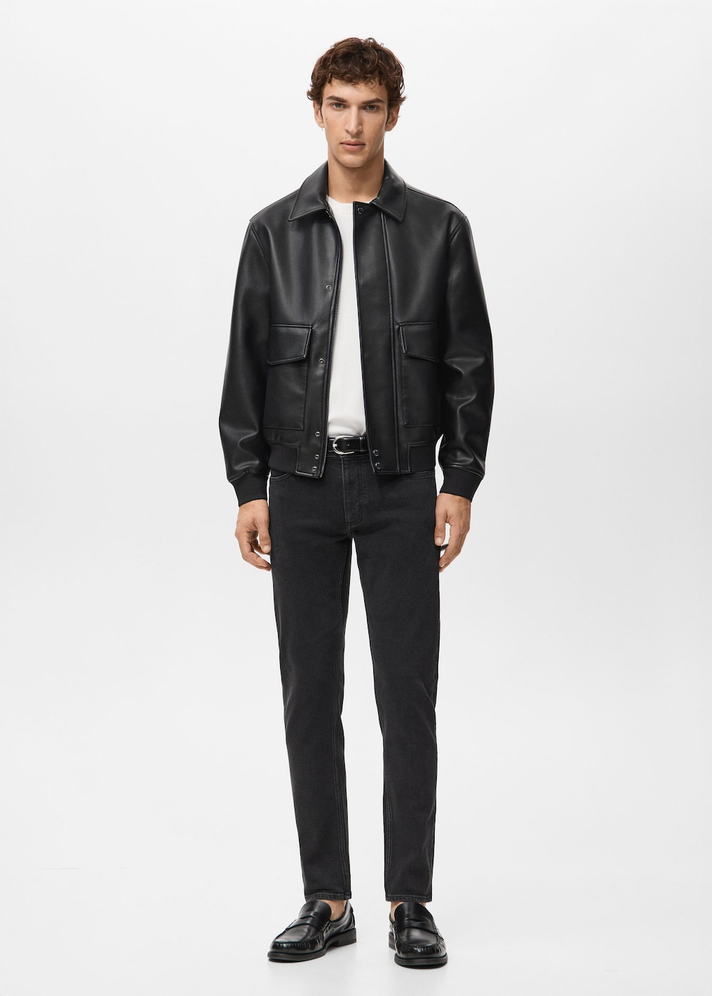 Mango Man Faux-leather Jacket With Pockets Black