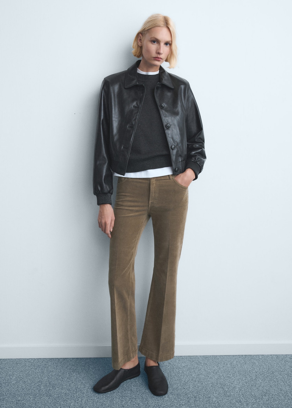 Mango Corduroy Flared Jeans In Brown