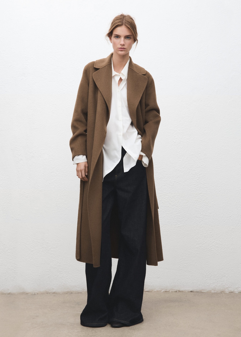 Mango Handmade Wool Coat With Belt In Brown