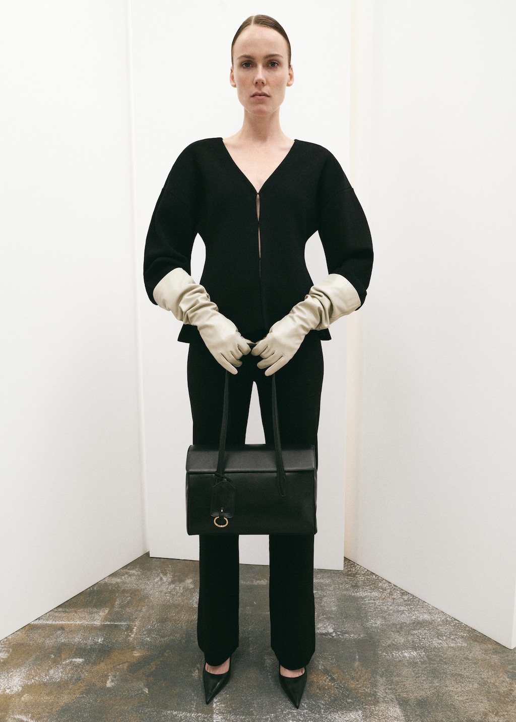 Mango Oversized V-neck Cardigan Black