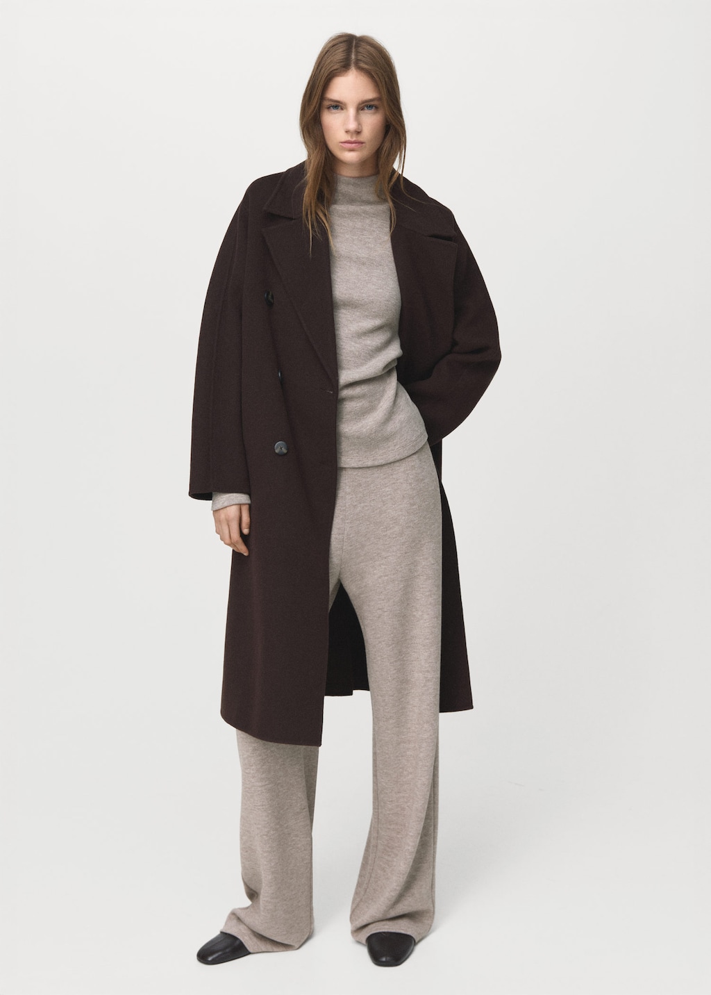 Mango Sweat-shirt En Maille Fine Col Perkins Marron Moyen - Femme - Xxs - In Brown