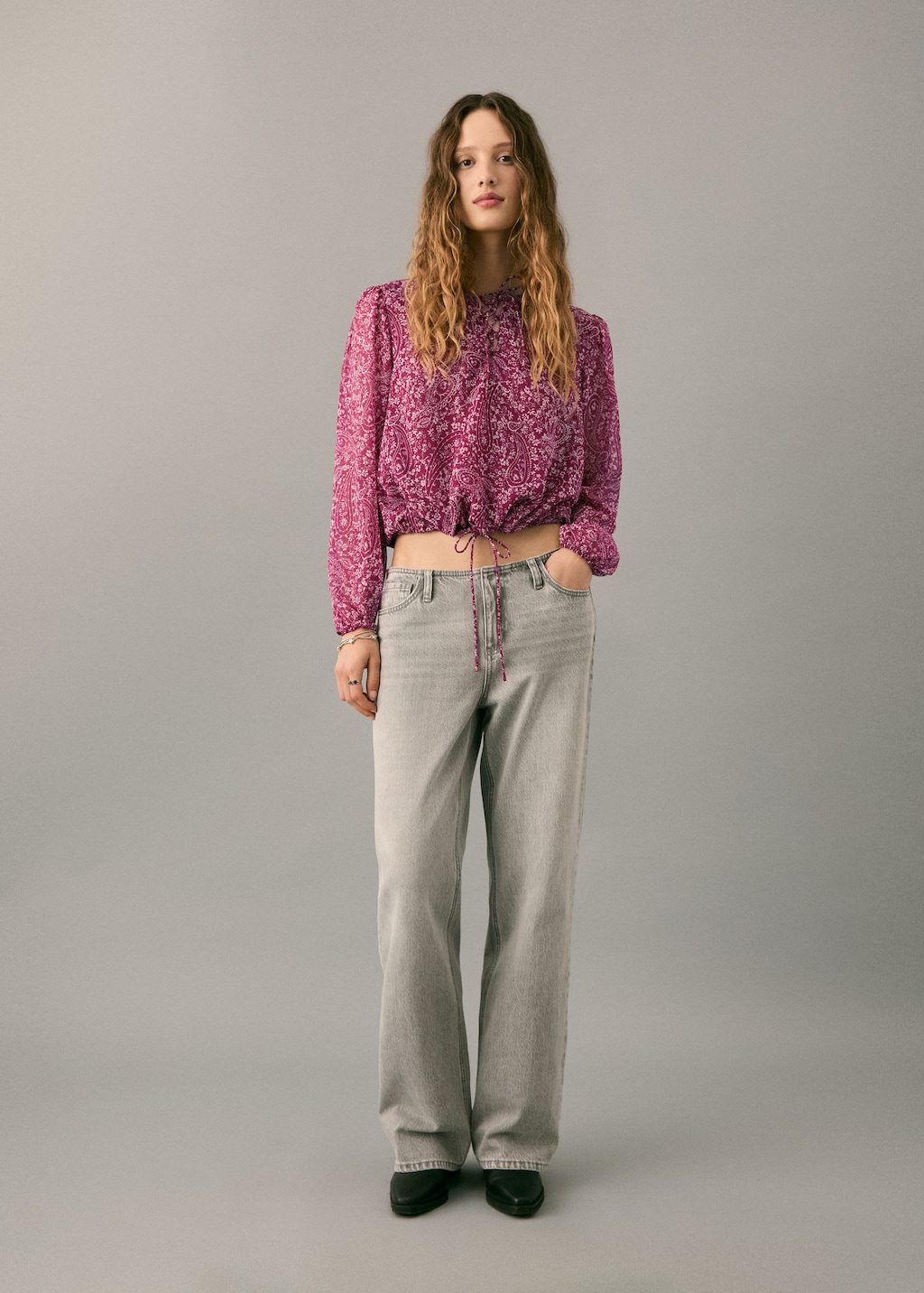 Mango Teen Paisley Print Blouse Maroon In Multi