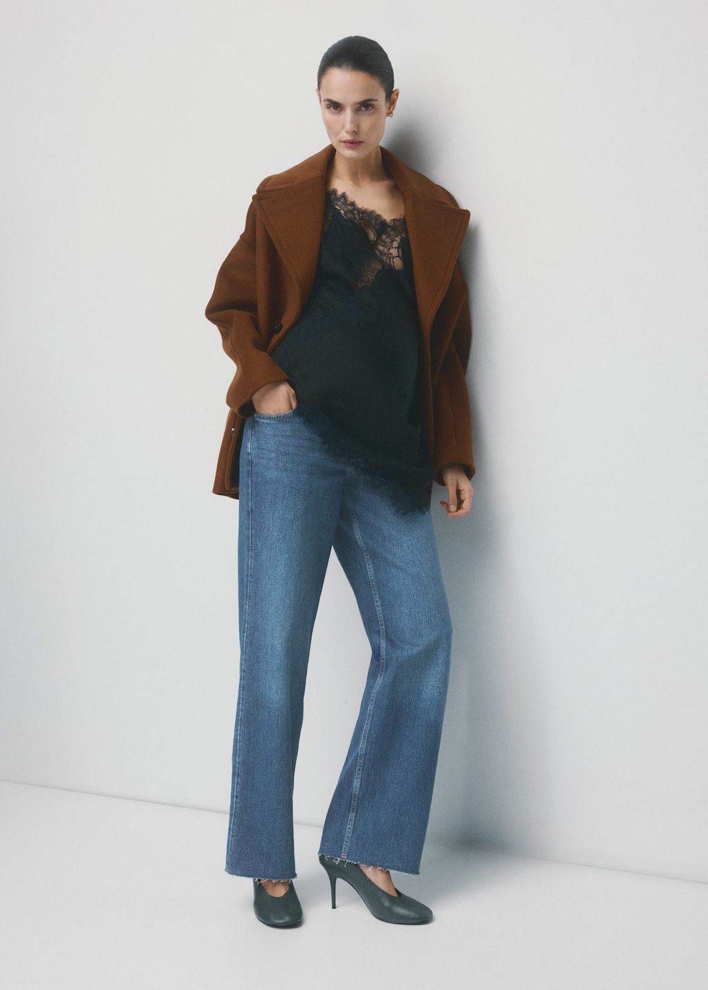 Mango Wide-leg Maternity Jeans Medium Blue