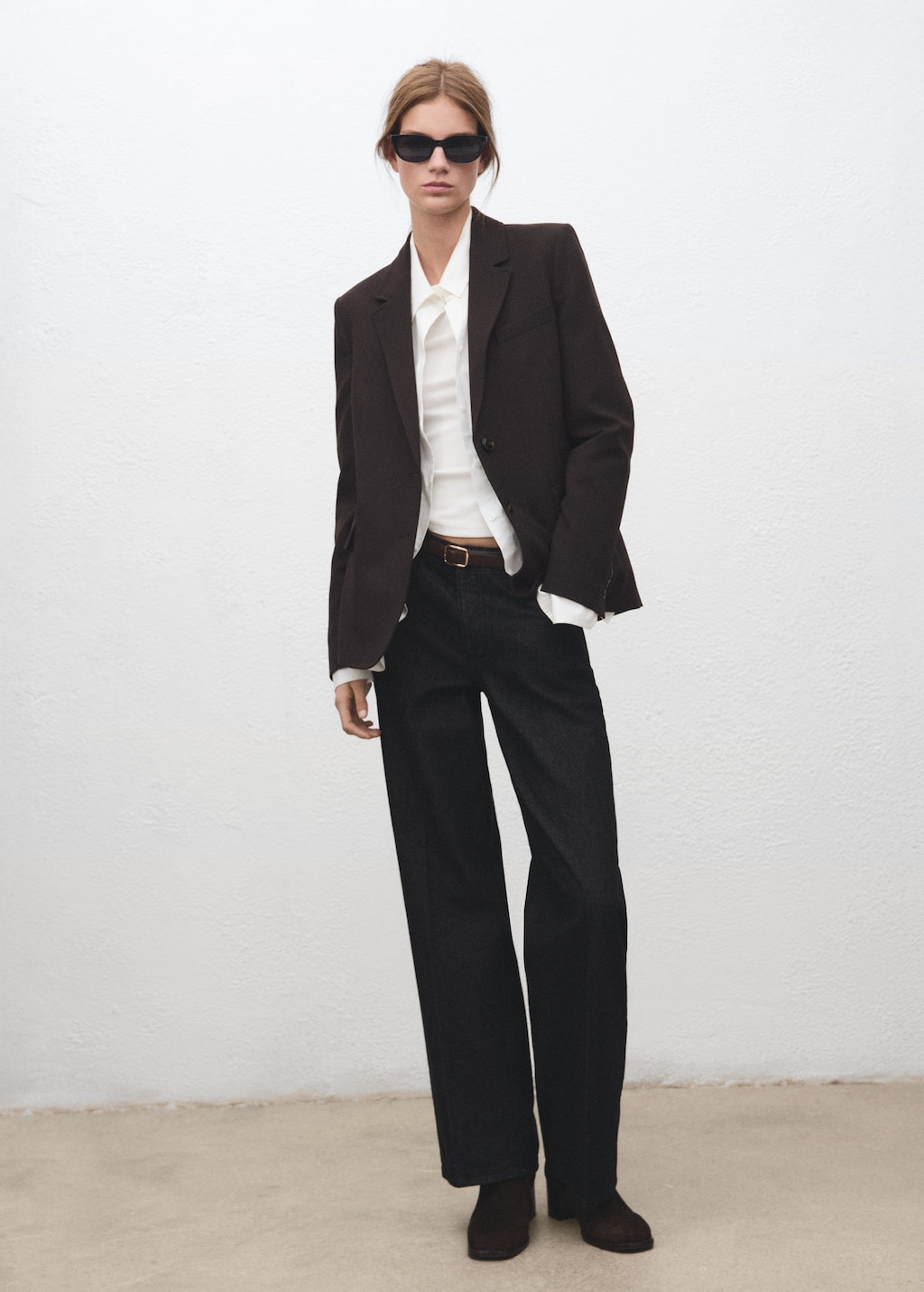 Mango Straight-fit Suit Blazer In Brown