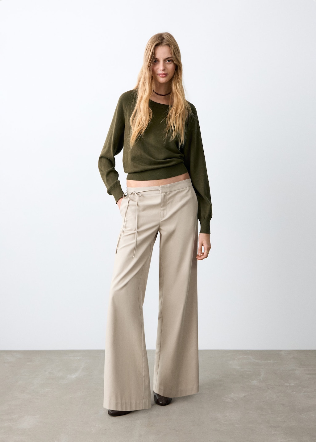 Mango Teen Trousers Anna Beige In Green