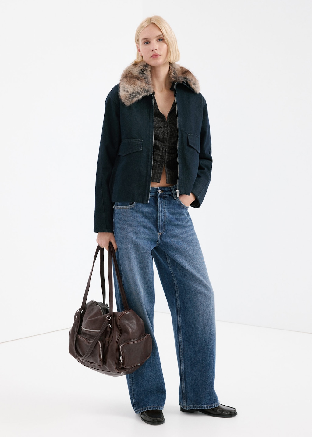 Mango Straight Low-waist Jeans Dark Blue