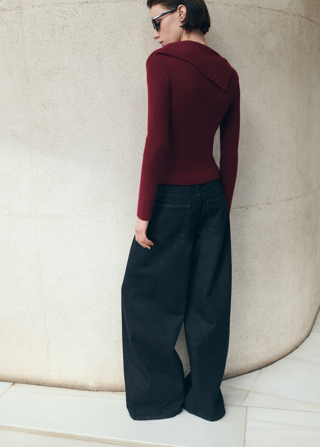 Mango Cardigan With Shawl Collar Red In Black