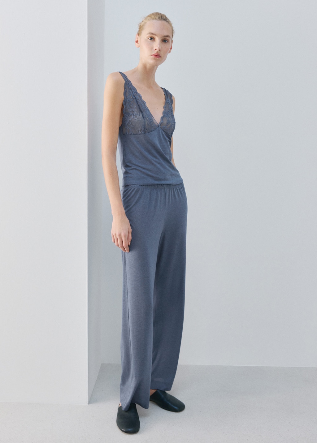 Mango Lace Backless Top Blue