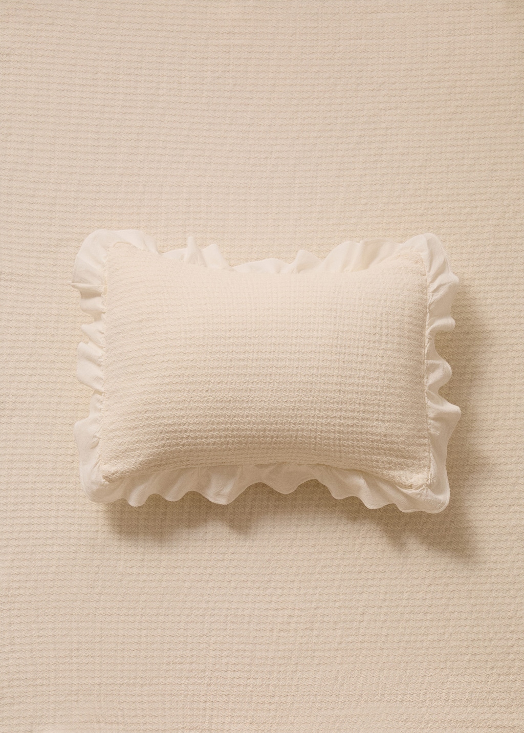 Mango Home Cotton Jacquard Bed Cushion Cover With Ruffle 30x40 Cm Off White