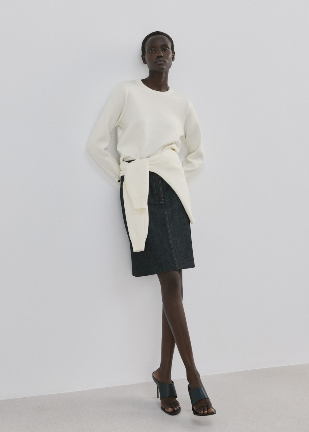 Mango Buttoned Cuffs Sweater Ecru In White