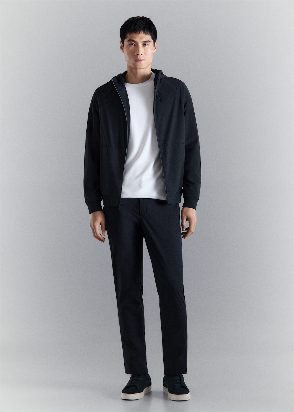 Mango Reversible Zip-up Hoodie Navy In Blue