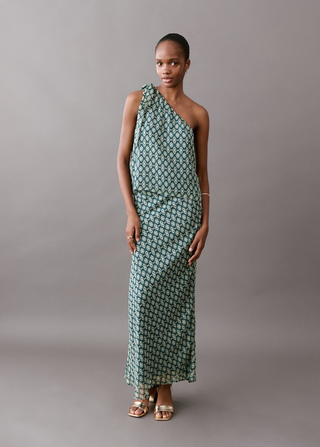 Mango Jupe Fluide Imprimée Bleu Pétrole - Fille - M -  Teen In Green