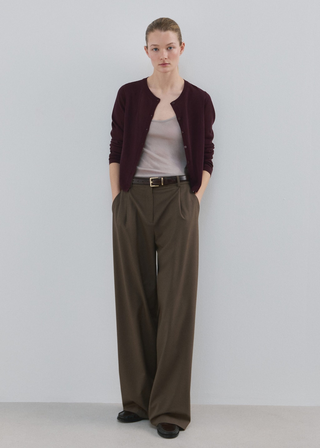 Mango Fine-knit Straight-fit Cardigan Sky Blue In Burgundy