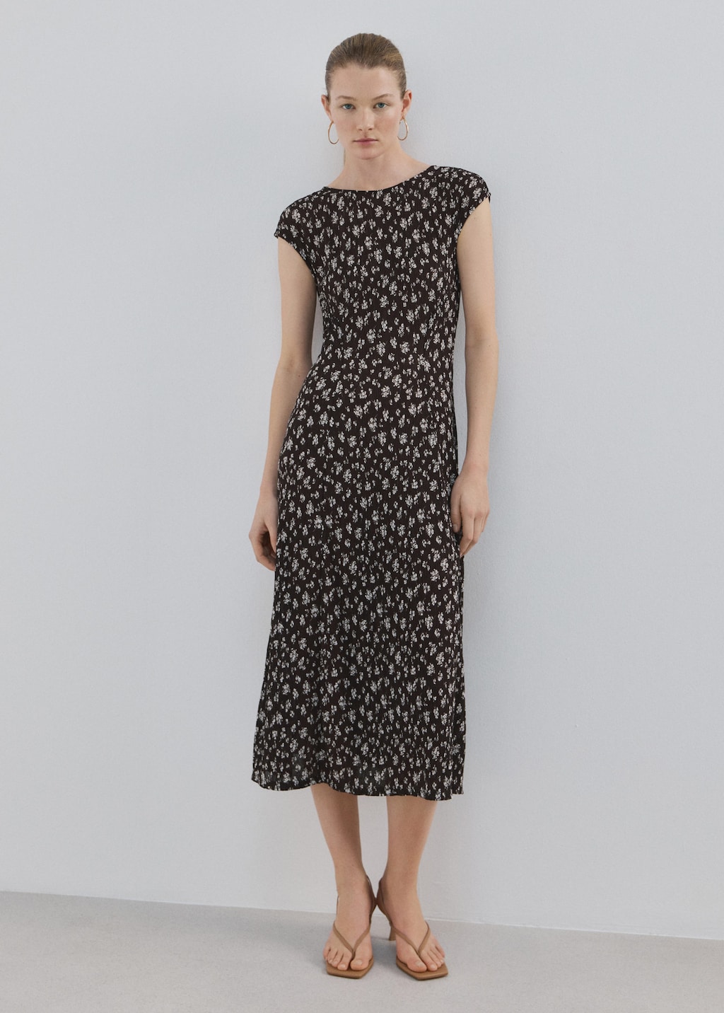 Mango Robe Midi En Imprimé Fleuri Marron - Femme - Xxl -  In Multi