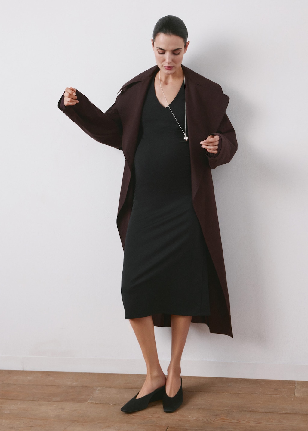 Mango Robe De Grossesse Longue Noir - Femme - M -  In Brown
