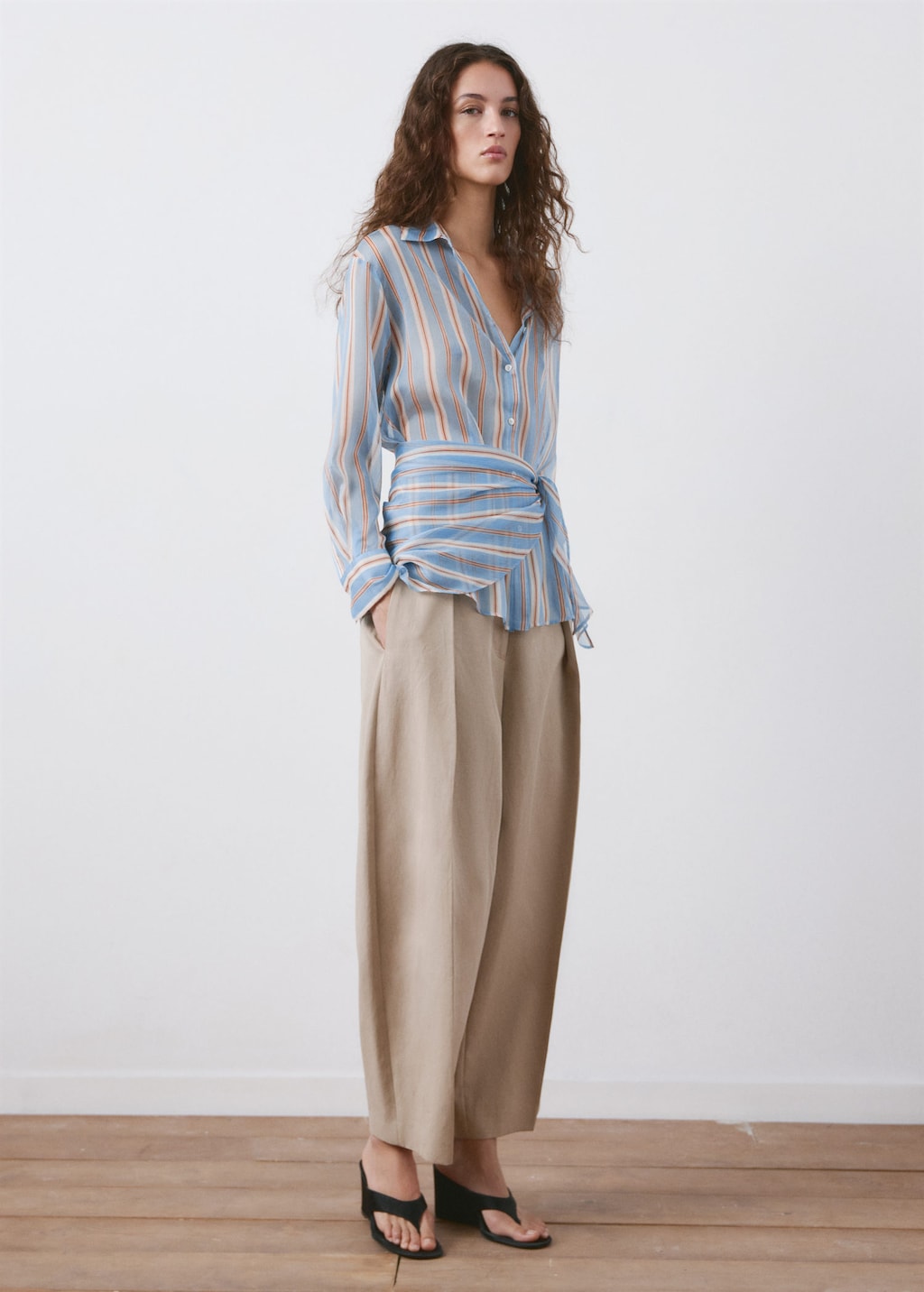 Mango Chemise À Rayures Écharpe Bleu - Femme - M -  In Blue