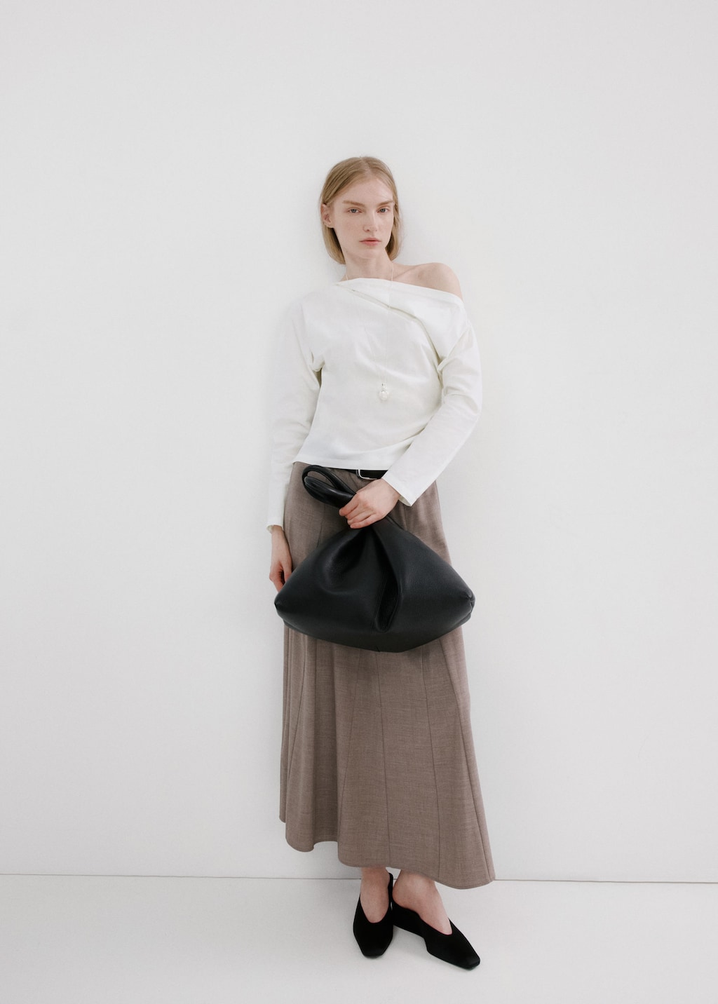 Mango Chemisier Coton Col Asymétrique Blanc Cassé - Femme - L -  In White