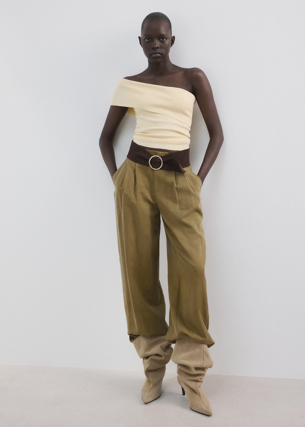 Mango Top Épaules Dénudées Vanille - Femme - L -  In Neutral