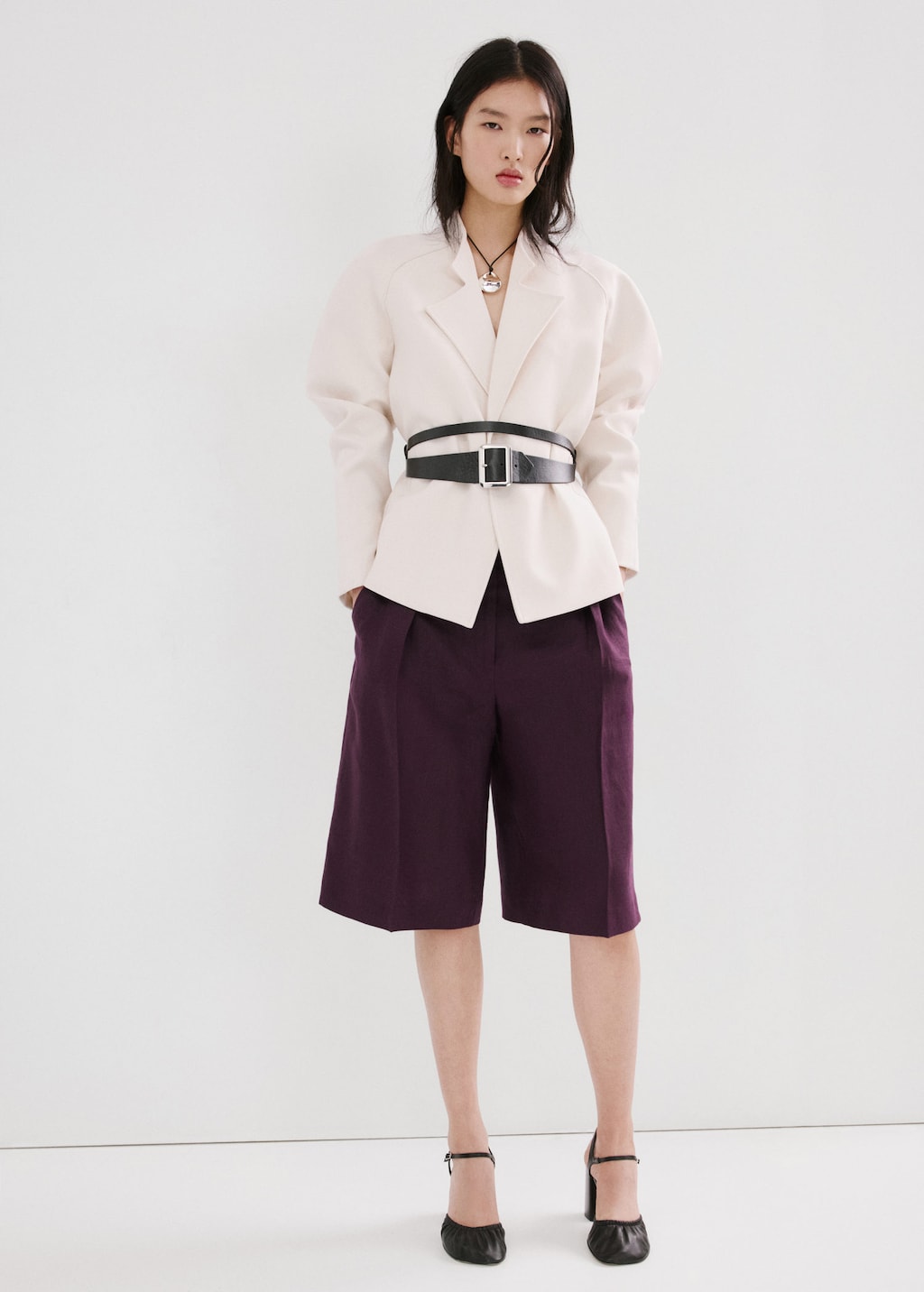 Mango Bermudas En Lin Droites Violet - Femme - 46 -  In Purple
