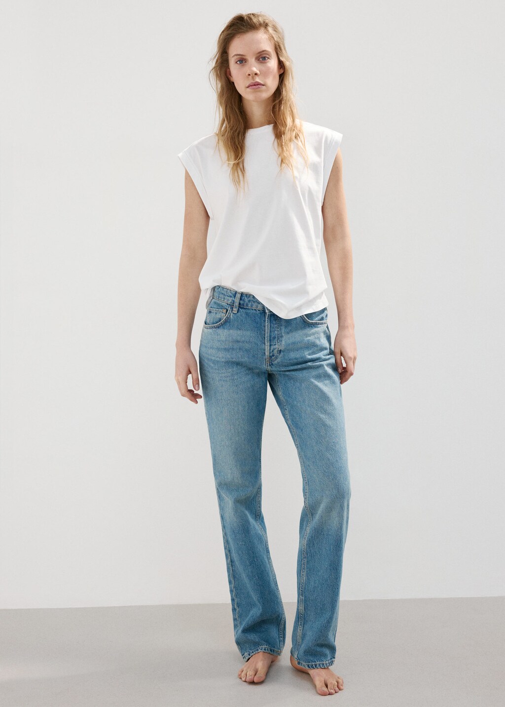 Mango T-shirt Épaulettes Manches Courtes Blanc - Femme - 3xl -  In White