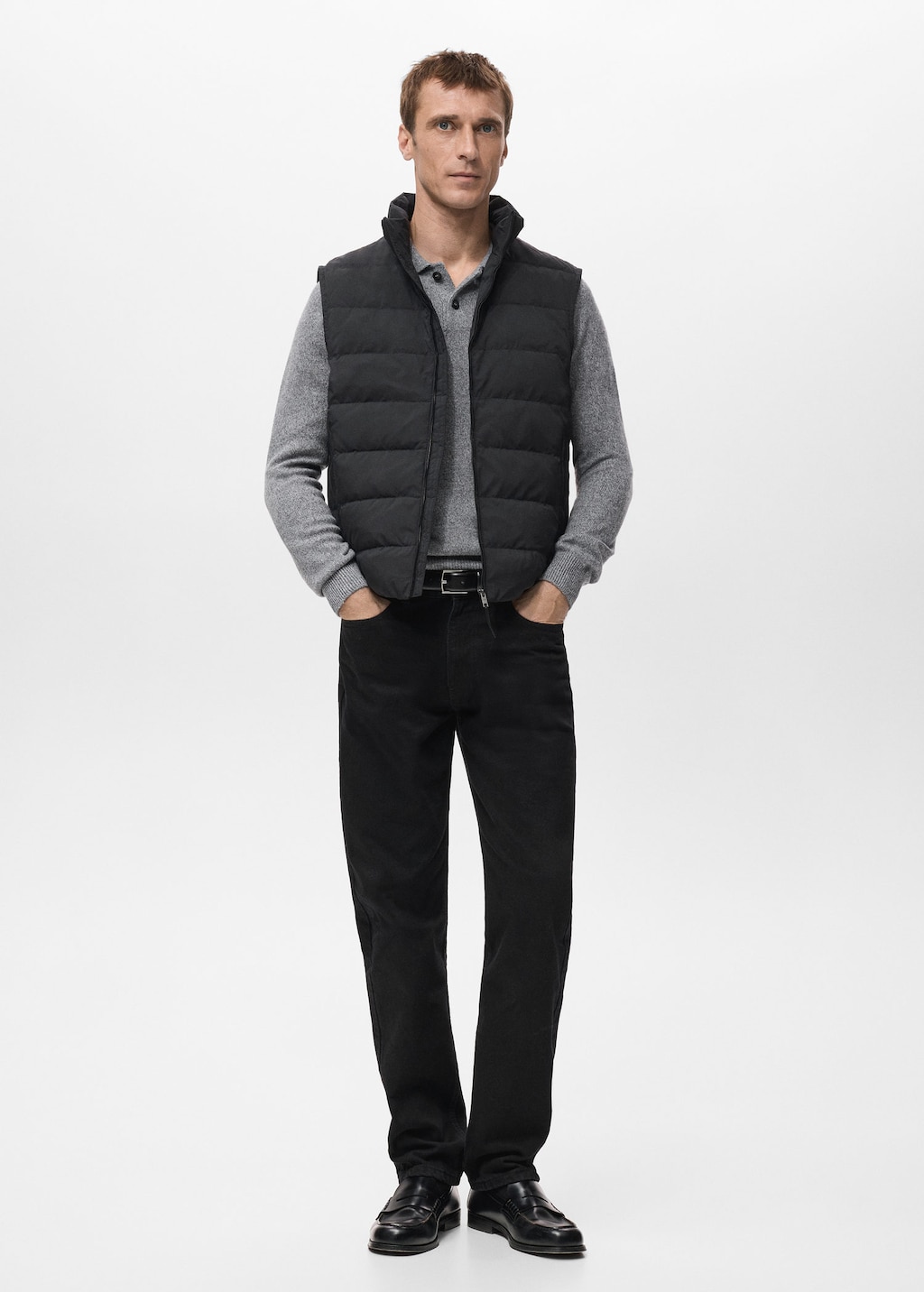 Mango Man Quilted Vest With Down And Feather Filling In Black