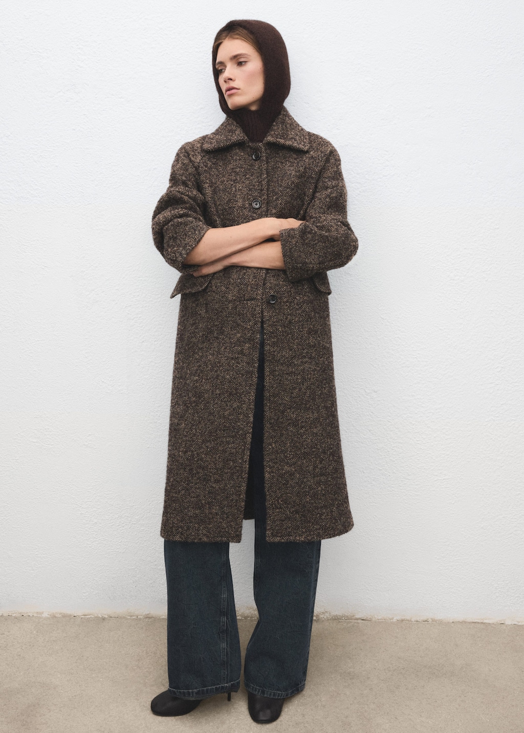 Mango Knitted Balaclava Chocolate In Brown