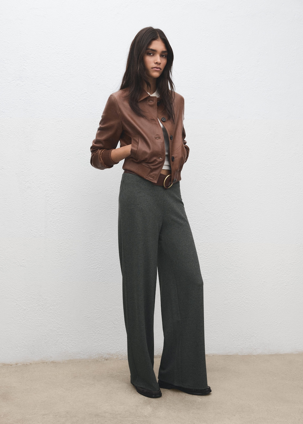 Mango Straight-fit Trousers With Elastic Waist Grey In Gray