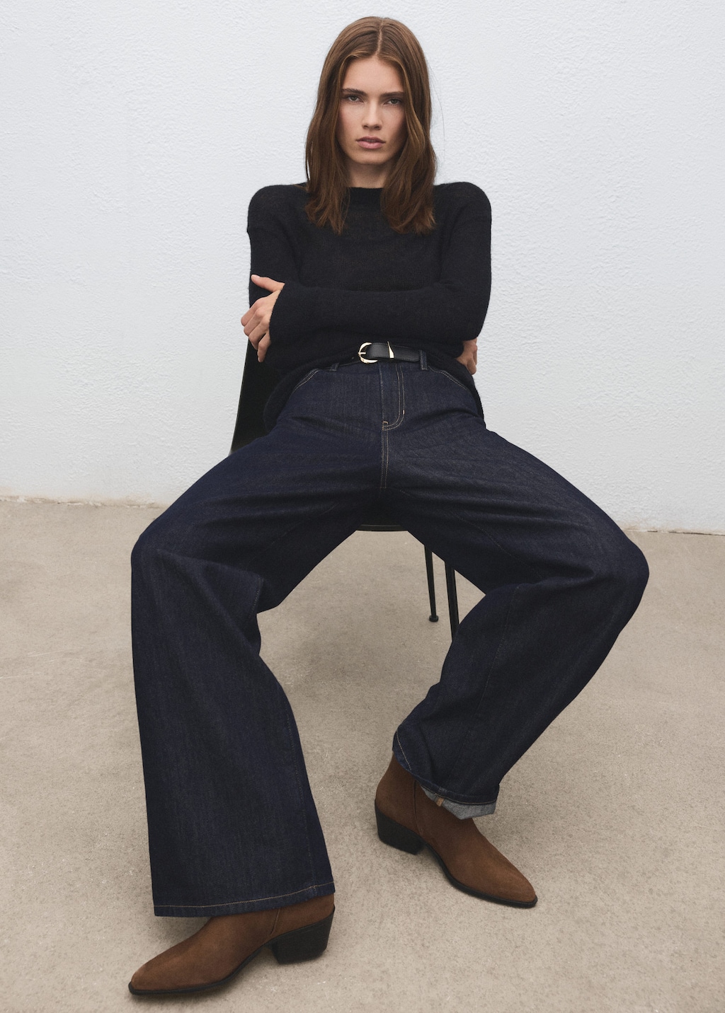 Mango Heel Suede Ankle Boot Medium Brown