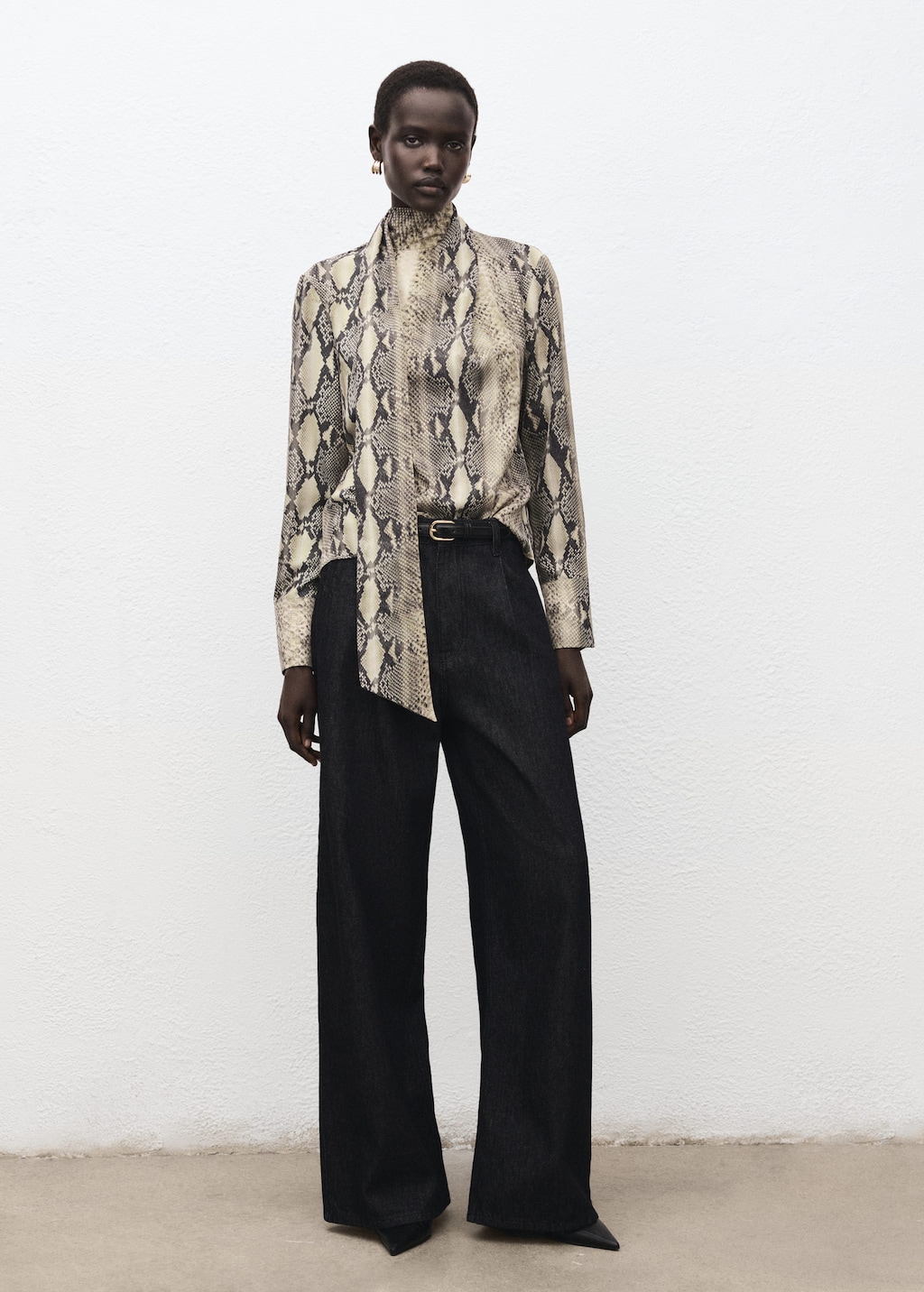 Mango Chemisier À Foulard Imprimé Animal Marron - Femme - L -  In Multi