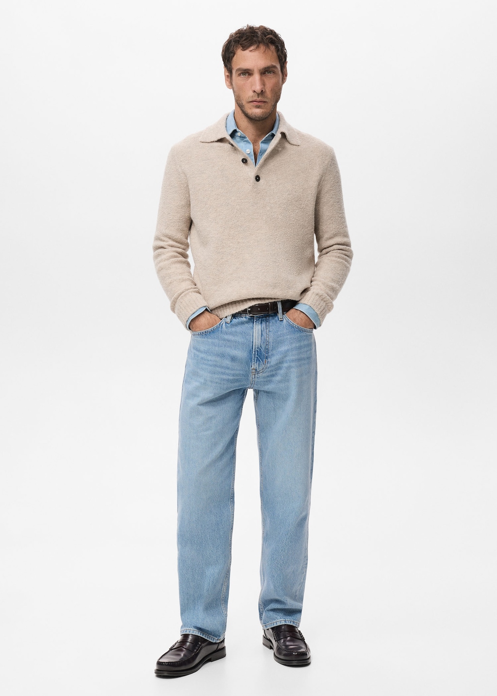 Mango Man Polo Maille Mini Bouclette Sable - Homme - Xxl -  In Brown