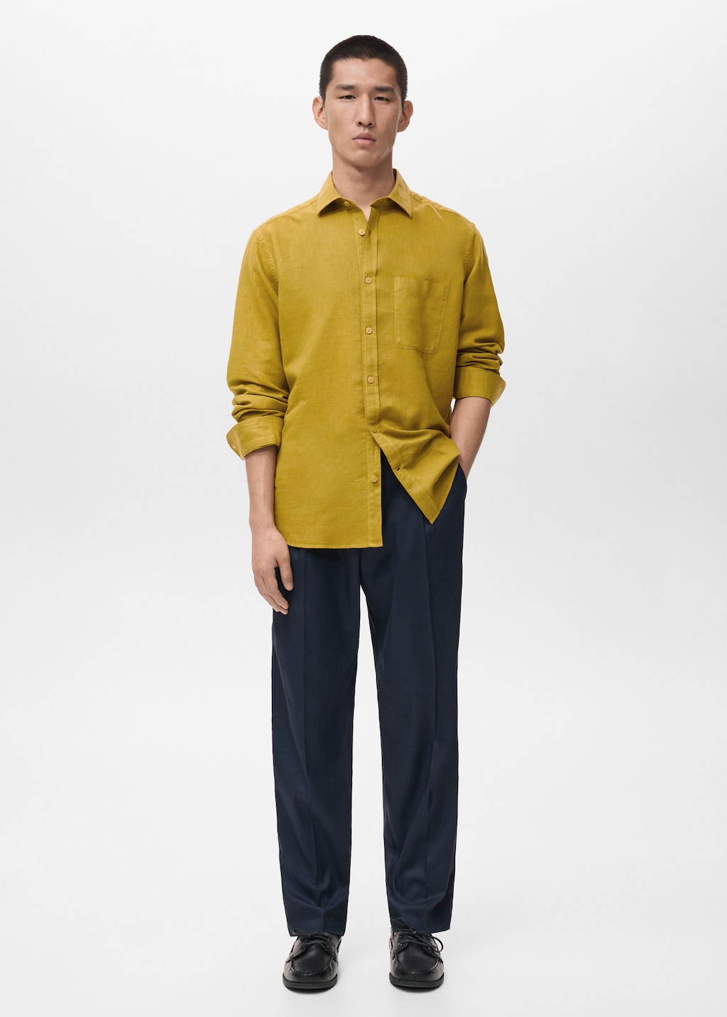 Mango Man Shirt Avispa-h Curry In Yellow