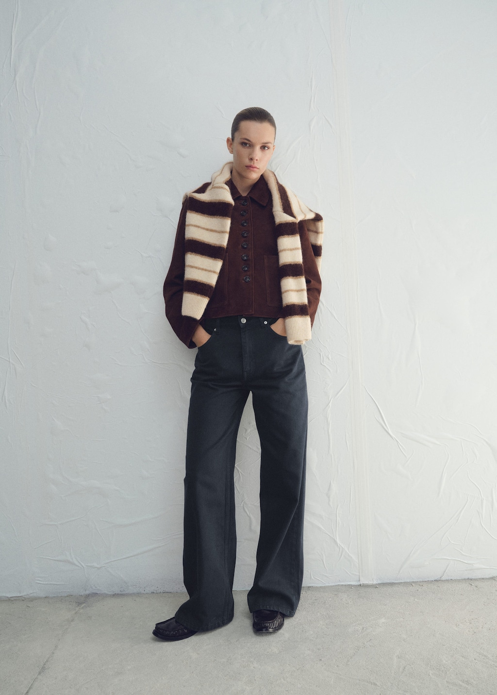 Mango Mid-rise Straight Jeans Charcoal In Brown