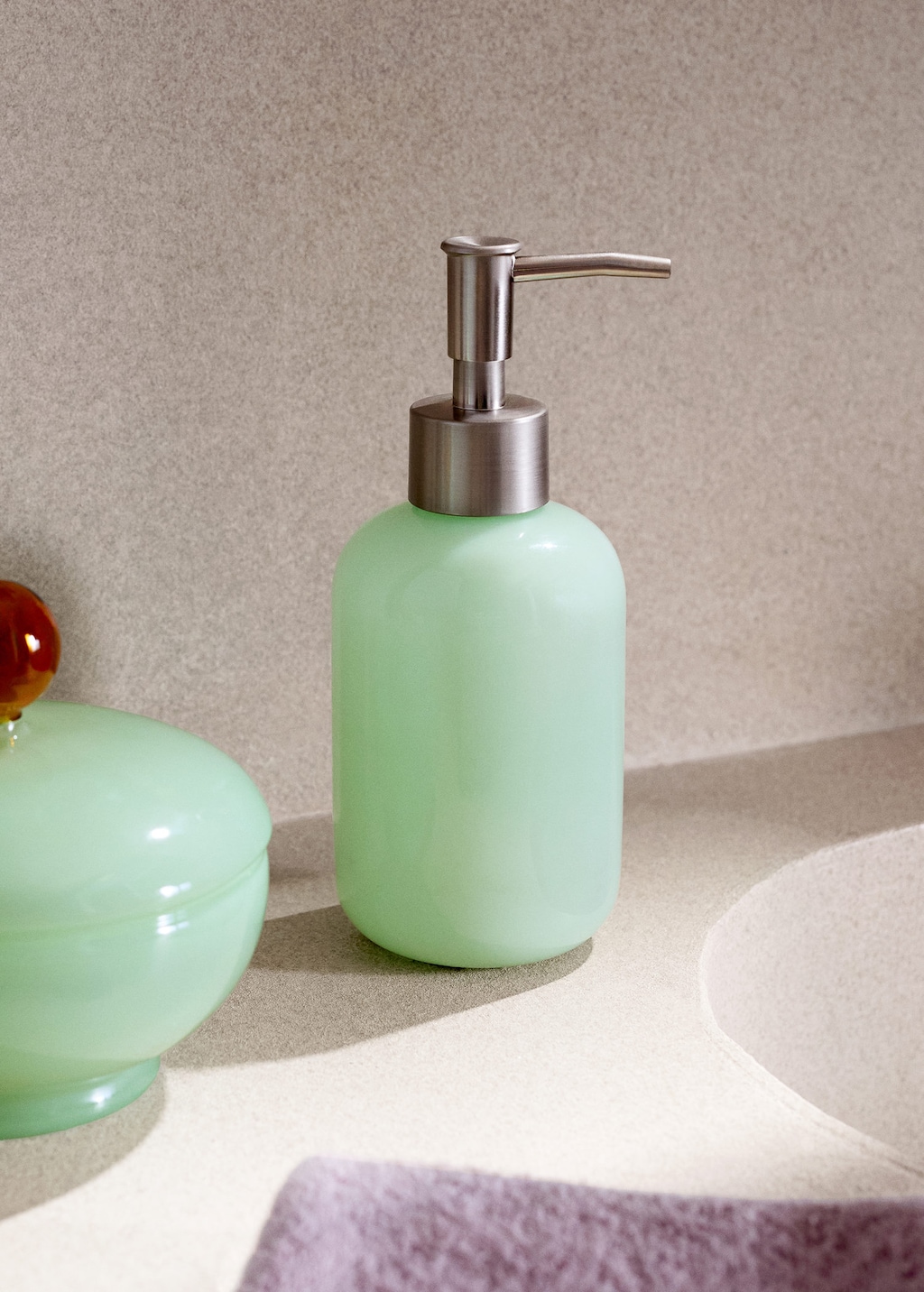 Mango Home Borosilicate Glass Soap Dispenser Colour Mint Green