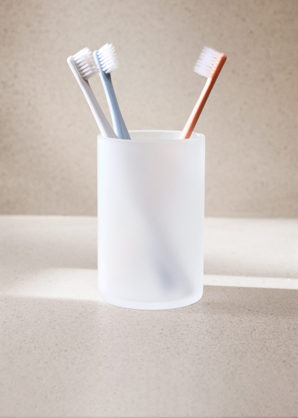 Mango Frosted Glass Toothbrush Tumbler White