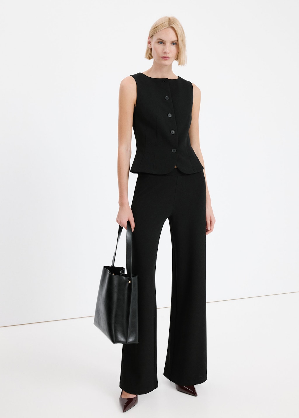 Mango Straight Low-rise Suit Trousers Black